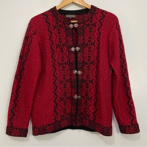 Vintage Red and Black Alpaca Patterned Sweater Size S